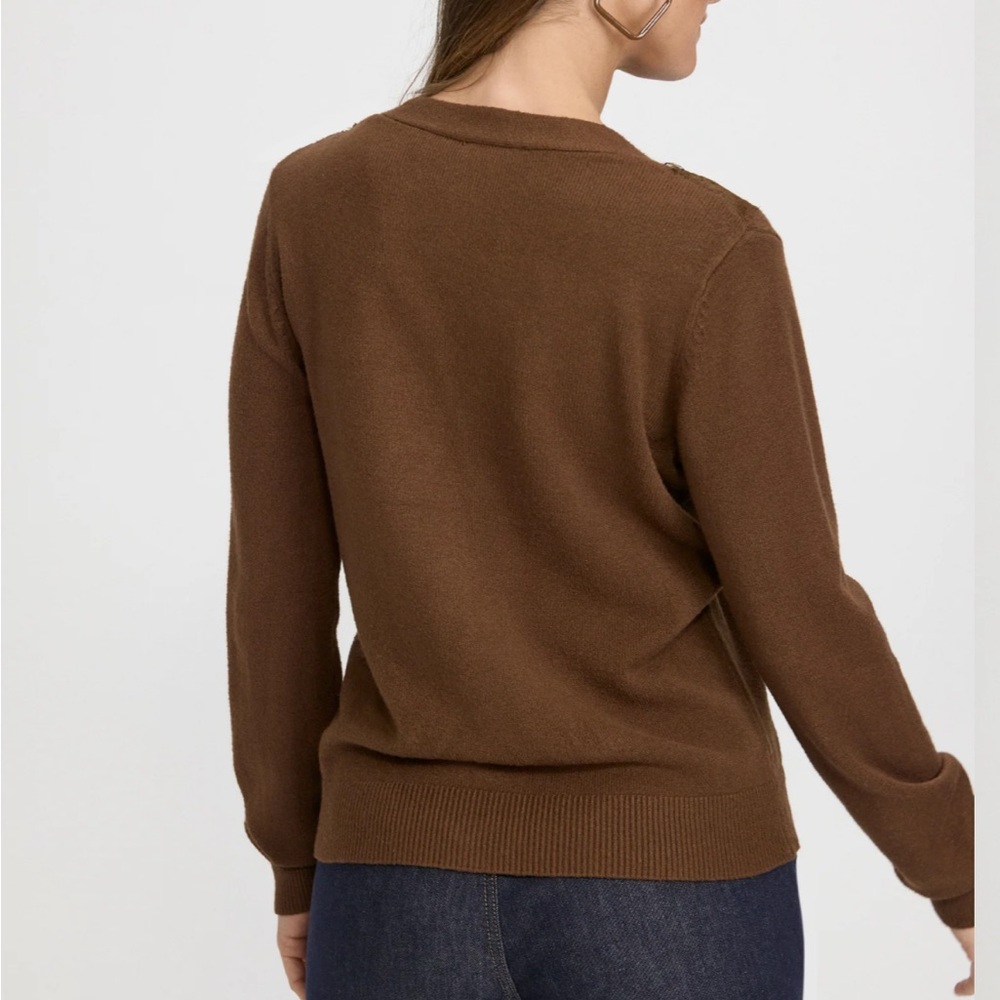 Laura Knitted Cardigan Sweater Lace Detail Coffee Brown - Picture 5 of 12